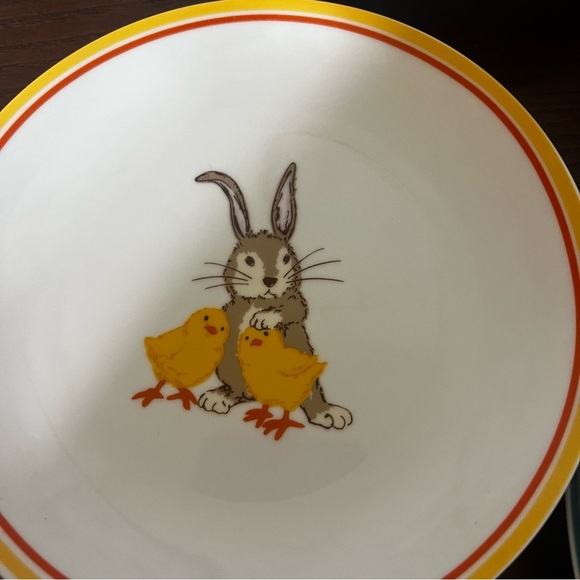 WORLD MARKET easter themed 8pc of 8” Colorful Rabbit Design Dinner Plates Set - Picture 6 of 11